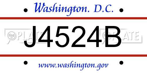J4524B District Of Columbia License Plate