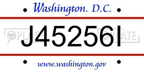 J45256I District Of Columbia License Plate
