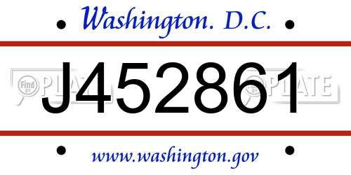 J452861 District Of Columbia License Plate