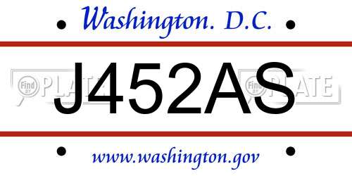 J452AS District Of Columbia License Plate