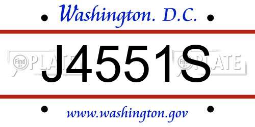 J4551S District Of Columbia License Plate