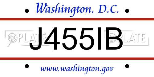 J455IB District Of Columbia License Plate