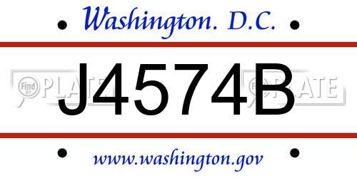 J4574B District Of Columbia License Plate