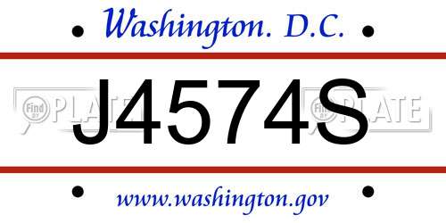 J4574S District Of Columbia License Plate