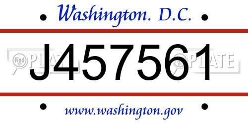 J457561 District Of Columbia License Plate