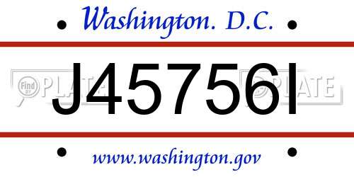 J45756I District Of Columbia License Plate