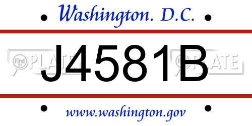 J4581B District Of Columbia License Plate