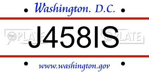 J458IS District Of Columbia License Plate