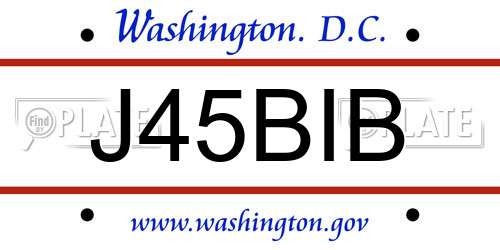 J45BIB District Of Columbia License Plate