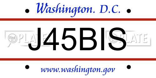 J45BIS District Of Columbia License Plate