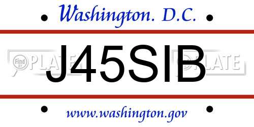 J45SIB District Of Columbia License Plate