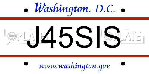 J45SIS District Of Columbia License Plate