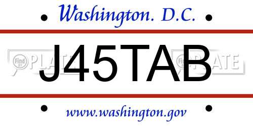 J45TAB District Of Columbia License Plate