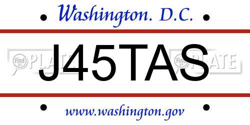 J45TAS District Of Columbia License Plate