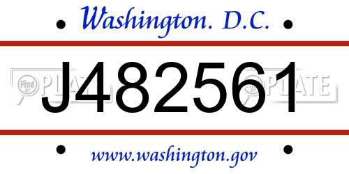 J482561 District Of Columbia License Plate
