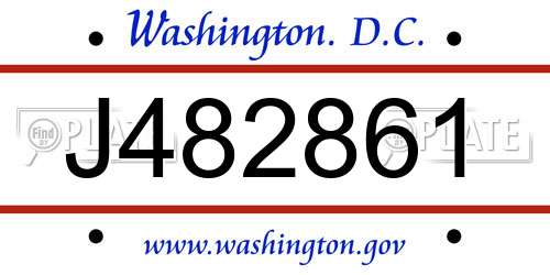 J482861 District Of Columbia License Plate