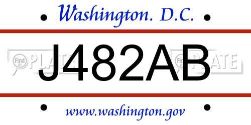 J482AB District Of Columbia License Plate