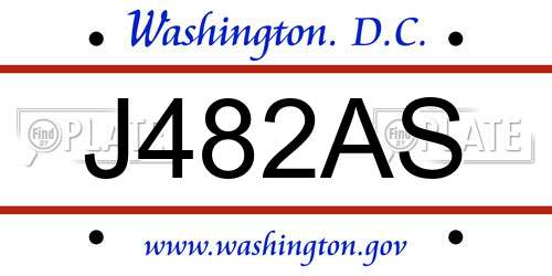 J482AS District Of Columbia License Plate