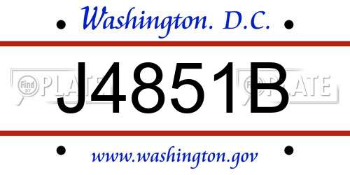 J4851B District Of Columbia License Plate