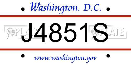 J4851S District Of Columbia License Plate