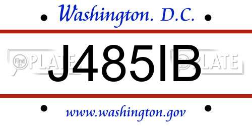J485IB District Of Columbia License Plate