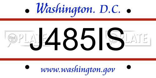 J485IS District Of Columbia License Plate