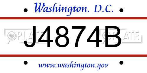 J4874B District Of Columbia License Plate