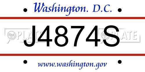J4874S District Of Columbia License Plate