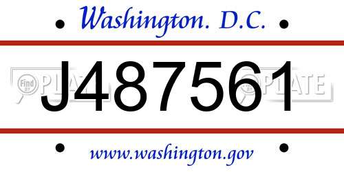 J487561 District Of Columbia License Plate