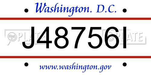 J48756I District Of Columbia License Plate