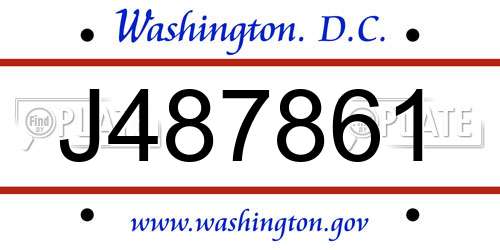 J487861 District Of Columbia License Plate