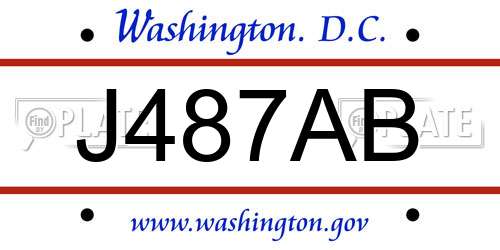 J487AB District Of Columbia License Plate