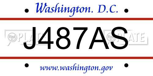 J487AS District Of Columbia License Plate