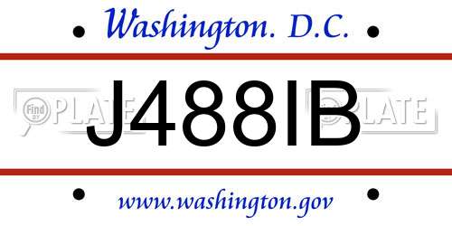 J488IB District Of Columbia License Plate