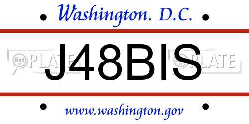 J48BIS District Of Columbia License Plate