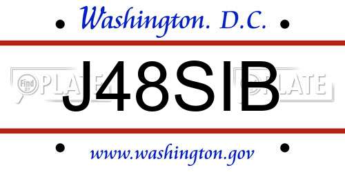 J48SIB District Of Columbia License Plate