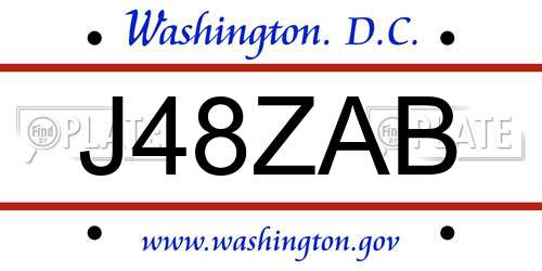 J48ZAB District Of Columbia License Plate