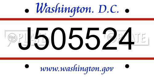 J505524 District Of Columbia License Plate