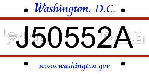 J50552A District Of Columbia License Plate