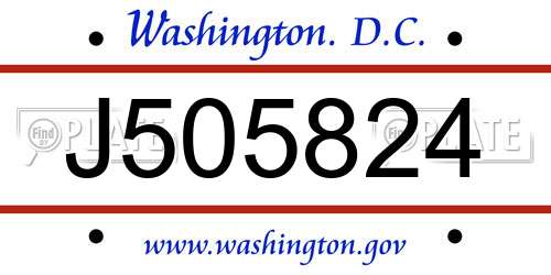 J505824 District Of Columbia License Plate