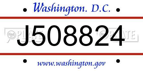 J508824 District Of Columbia License Plate
