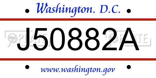 J50882A District Of Columbia License Plate
