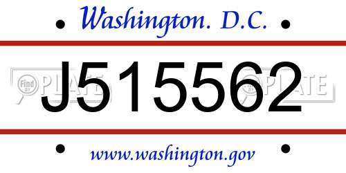 J515562 District Of Columbia License Plate