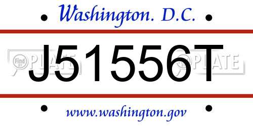 J51556T District Of Columbia License Plate