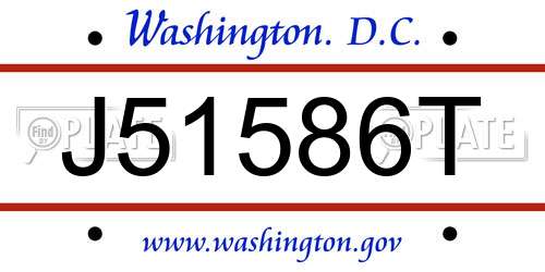 J51586T District Of Columbia License Plate