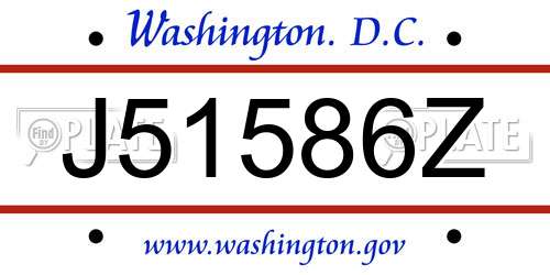 J51586Z District Of Columbia License Plate