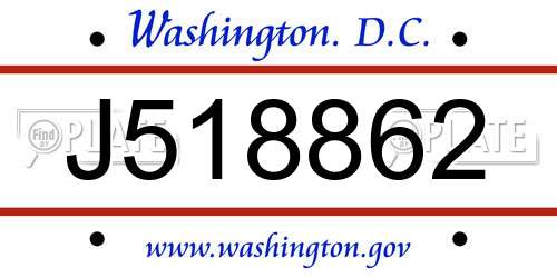 J518862 District Of Columbia License Plate