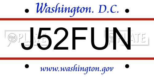 J52FUN District Of Columbia License Plate