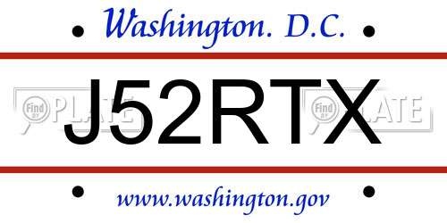 J52RTX District Of Columbia License Plate