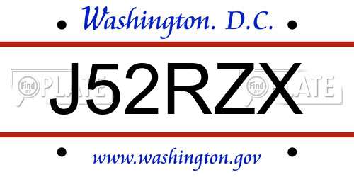 J52RZX District Of Columbia License Plate